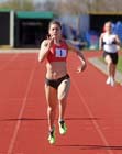 Samantha Coleby (Durham City) wins the 200 metres at the North of England, Div. 4E, Whitley Bay.